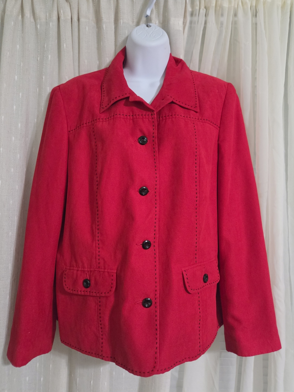 Alfred Dunner Women's Petite Red Casual Button-Front Jacket